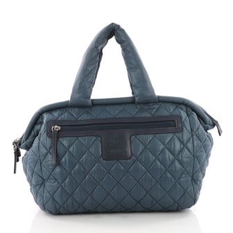 Chanel Coco Cocoon Bowling Bag Quilted Nylon Medium Blue 3460004