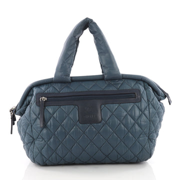 Chanel Coco Cocoon Bowling Bag Quilted Nylon Medium Blue 3460004