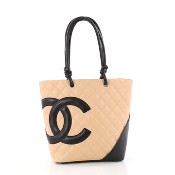 Chanel Cambon Tote Quilted Leather Medium Neutral 3461002