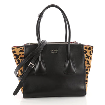 Prada Twin Pocket Tote Glace Calf with Cavallino Calf Hair Small Black 3461403