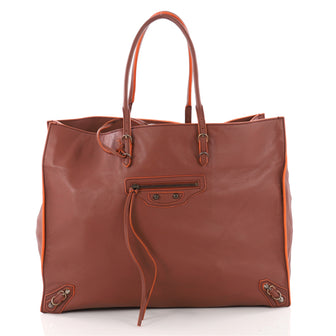 Balenciaga Papier A4 Classic Studs Handbag Leather Medium Brown 3461702
