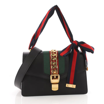 Gucci Sylvie Shoulder Bag Leather Small Black 3462001