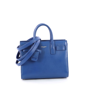 Saint Laurent Sac de Jour Handbag Leather Nano Blue 3463002