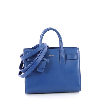 Saint Laurent Sac de Jour Handbag Leather Nano Blue 3463002