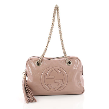 Gucci Soho Chain Zipped Shoulder Bag Patent Small Pink 3463104