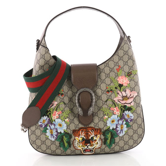 Gucci Dionysus Hobo Embroidered GG Coated Canvas Medium Brown 3463201