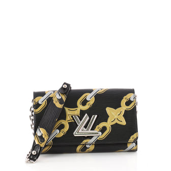 Louis Vuitton Twist Chain Wallet Chain Flower Print Epi Leather at