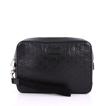 Gucci Wristlet Clutch Guccissima Leather Black 3463701