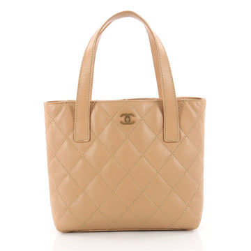 Chanel Surpique Tote Quilted Leather Small Brown 3463702