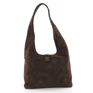 Vintage Diamond Stitch Hobo Quilted Suede Medium