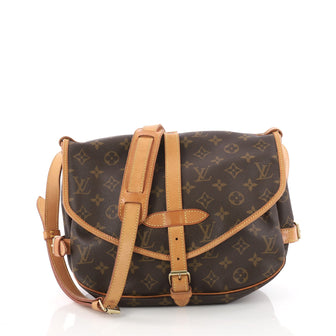 Louis Vuitton Saumur Handbag Monogram Canvas MM Brown 3463904