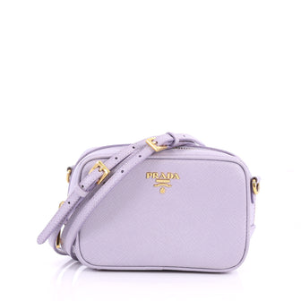 Prada Zip Crossbody Bag Saffiano Leather Mini Purple 3464202