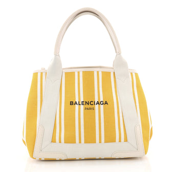 Balenciaga Navy Cabas Canvas with Leather Small Yellow 3464604