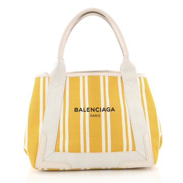 Balenciaga Navy Cabas Canvas with Leather Small Yellow 3464604