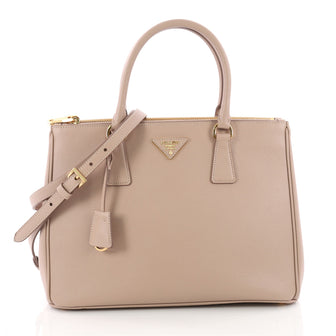 Prada Double Zip Lux Tote Saffiano Leather Medium Pink 3465102