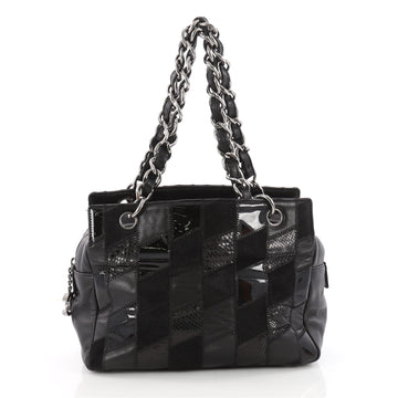 Chanel Zip Tote Mixed Media Patchwork Medium Black 3465601