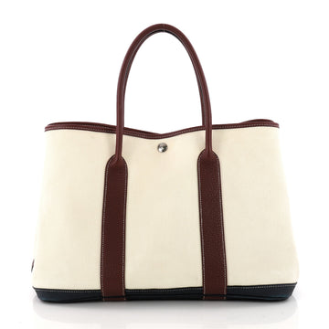 Hermes Garden Party Tote Toile and Leather 36 White 3465701