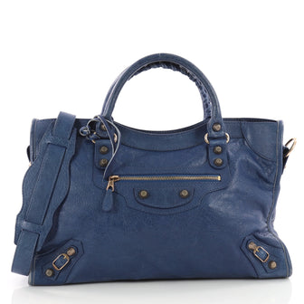 Balenciaga City Giant Studs Handbag Leather Medium Blue 3466304