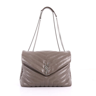 Saint Laurent LouLou Shoulder Bag Matelasse Chevron Gray 3466601
