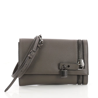 Tom Ford Alix Fold Over Crossbody Bag Leather Small Gray 3468003