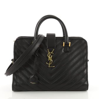 Saint Laurent Monogram Cabas Matelasse Chevron Leather Black 3468501