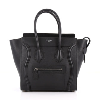 Celine Luggage Handbag Grainy Leather Micro Black 3469102