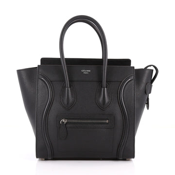 Celine Luggage Handbag Grainy Leather Micro Black 3469102
