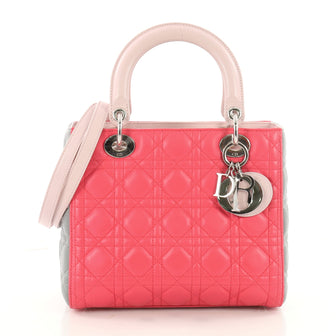  Christian Dior Tricolor Lady Dior Handbag Cannage Quilt Pink 3469403