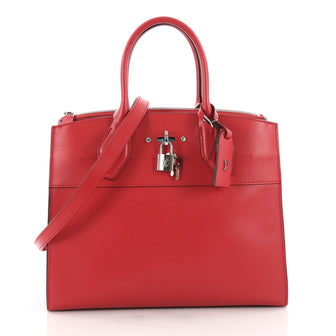 Louis Vuitton City Steamer Handbag Leather MM Red 3471601