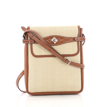 Flap Shoulder Bag Crinoline with Leather Small