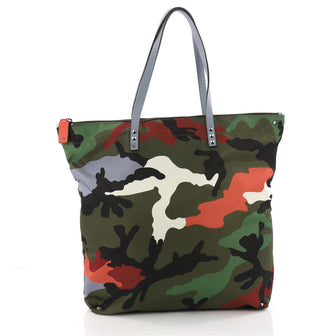 Valentino Rockstud Open Reversible Convertible Tote Camo 3472801