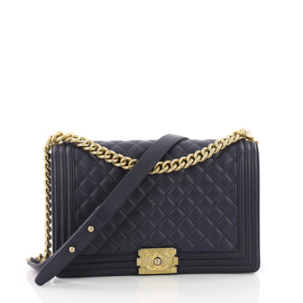 Chanel Boy Flap Bag Quilted Caviar New Medium Blue 3472901