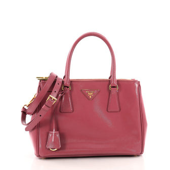 Prada Double Zip Lux Tote Vernice Saffiano Leather Mini Pink 3473101