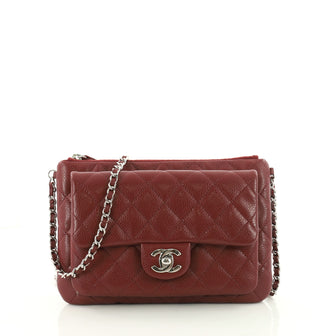 Chanel Daily Zippy Crossbody Bag Quilted Caviar Medium Red 3473802