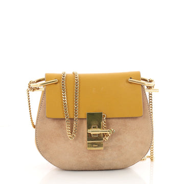 Chloe Drew Crossbody Bag Leather and Suede Mini Yellow 3474606