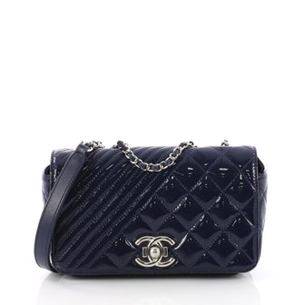 Chanel Coco Boy Flap Bag Quilted Patent Small Blue 3474904