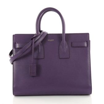 Saint Laurent Sac de Jour Handbag Leather Small Purple 3475003