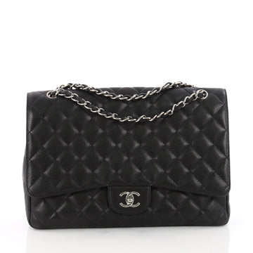 Chanel Classic Single Flap Bag Quilted Caviar Maxi Black 3477001