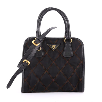Prada Impunturato Convertible Tote Quilted Tessuto Small Black 3477201