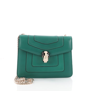 Bvlgari Serpenti Forever Square Shoulder Bag Leather Small Green 3477301