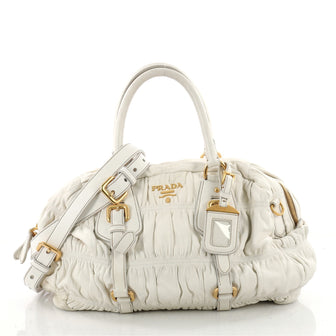 Prada Gaufre Convertible Bowler Nappa Leather Medium White 3477501