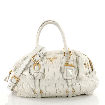 Prada Gaufre Convertible Bowler Nappa Leather Medium White 3477501