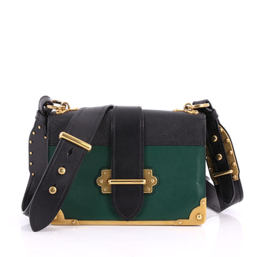 Prada Cahier Crossbody Bag City Calf and Saffiano Leather Small Green 3478501