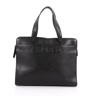 Chanel Vintage Logo Tote Caviar Medium Black 3478804
