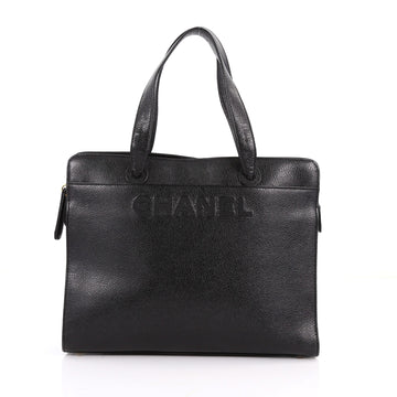 Chanel Vintage Logo Tote Caviar Medium Black 3478804