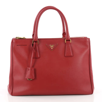 Prada Double Zip Lux Tote Saffiano Leather Small Red 3479302