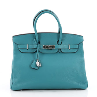 Hermes Birkin Handbag Blue Clemence with Palladium 3479801