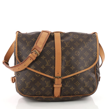 Louis Vuitton Saumur Handbag Monogram Canvas MM Brown 3480306