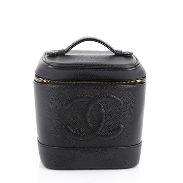Chanel Vintage CC Cosmetic Case Caviar Tall Black 3482602
