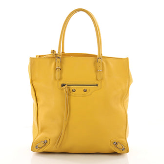 Balenciaga Papier A5 Classic Studs Handbag Leather Medium Yellow 3482801